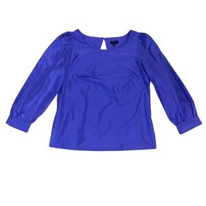Talbots Purple Loose Fit Long Sleeve Blouse Zippered Button NWOT Womens XS
